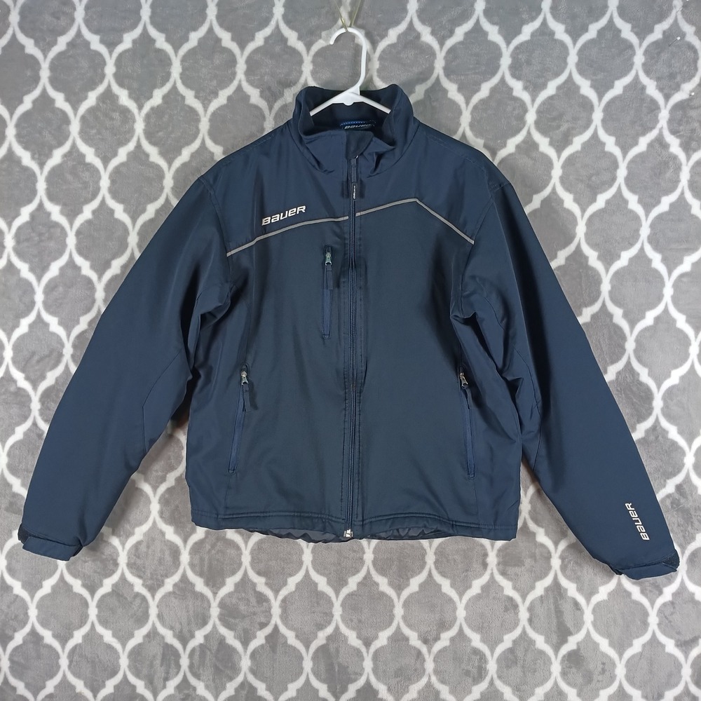 Bauer Team Hockey Jacket Men XS Black Fleece Lined Full Zip Athletic